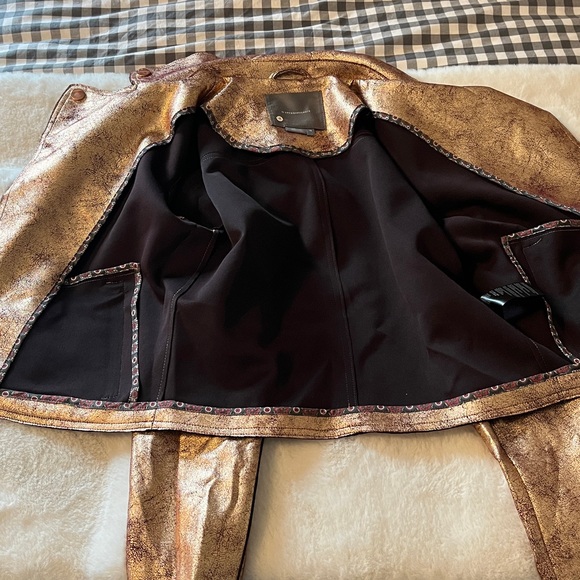 Anthropologie Brisa Metallic Cropped Faux Leather Moto Jacket Size XS - Picture 8 of 14